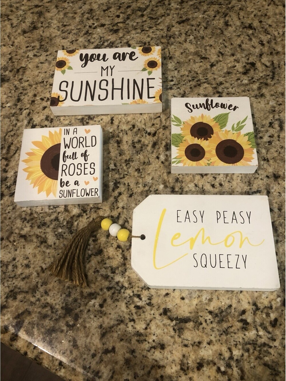 Lot of Tiered Tray Signs Sunflower Decor Rustic Farmhouse